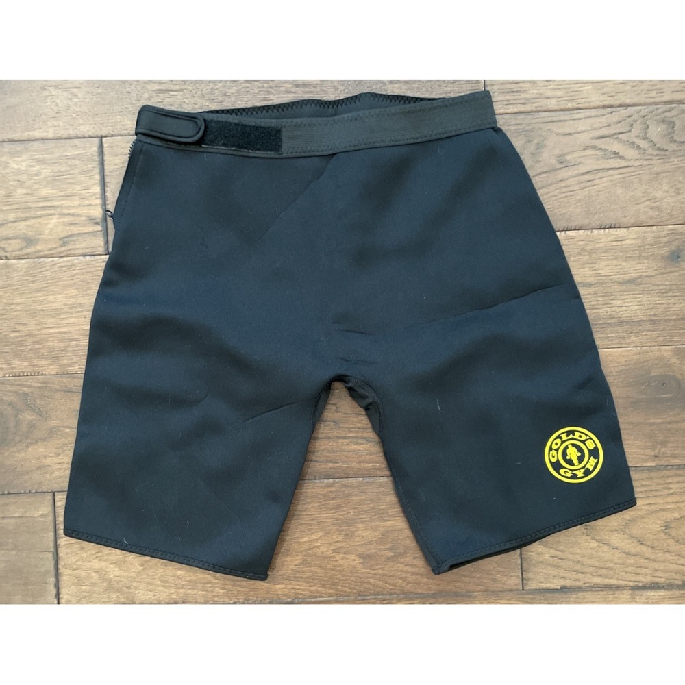 Gold's Gym Shorts Mens Medium Large Black Neoprene Sauna Sweat Zip‎ Waist
